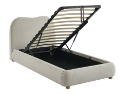 Cama com espaço de arrumação 90 x 190 cm tecido bege - VANARI