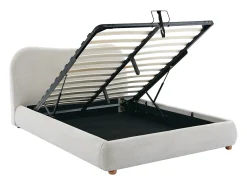 Cama com espaço de arrumação 160 x 200 cm tecido cor bege - VANARI