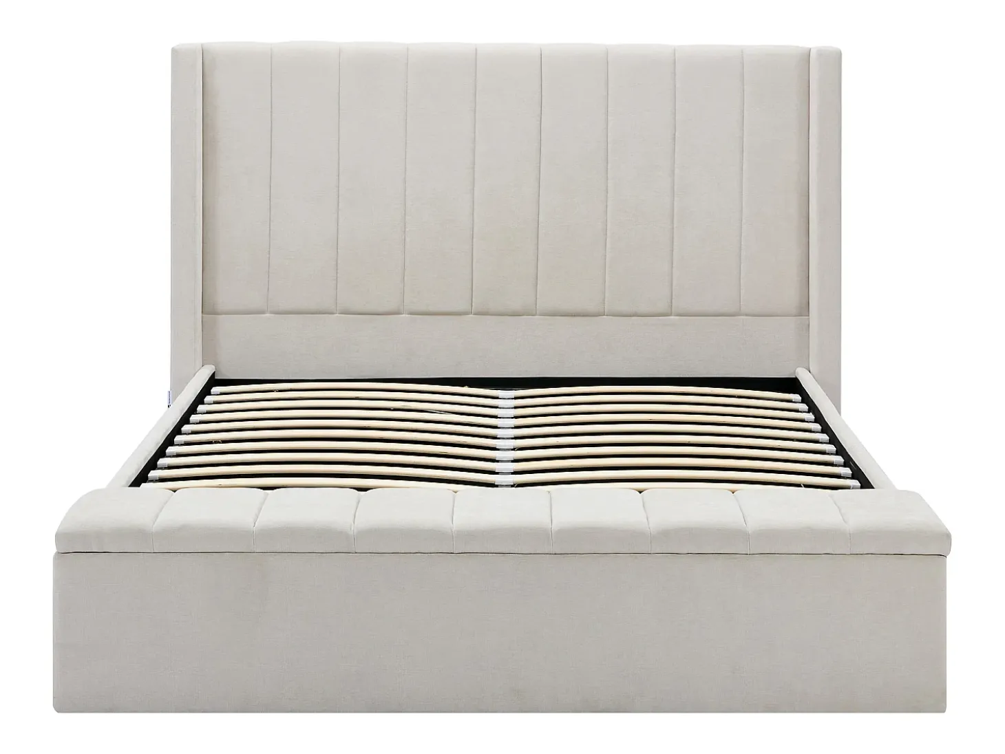 Cama com espaço de arrumação 180x200 cm com banco em tecido bege - DOUINO