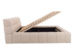 Cama com espaço de arrumação 180x200 cm tecido cor bege - FORVIK II