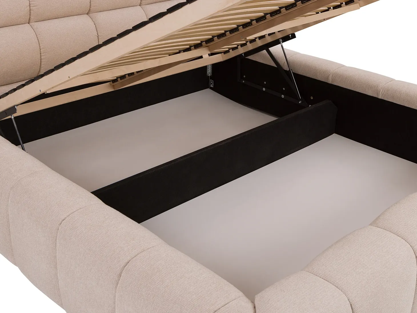 Cama com espaço de arrumação 180x200 cm tecido cor bege - FORVIK II