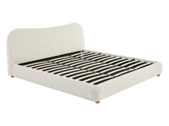 Cama com espaço de arrumação 180 x 200 cm tecido bouclé bege - VANARI