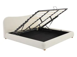 Cama com espaço de arrumação 180 x 200 cm tecido bouclé bege - VANARI