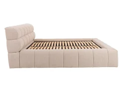 Cama com espaço de arrumação 160x200 cm tecido cor bege - FORVIK II