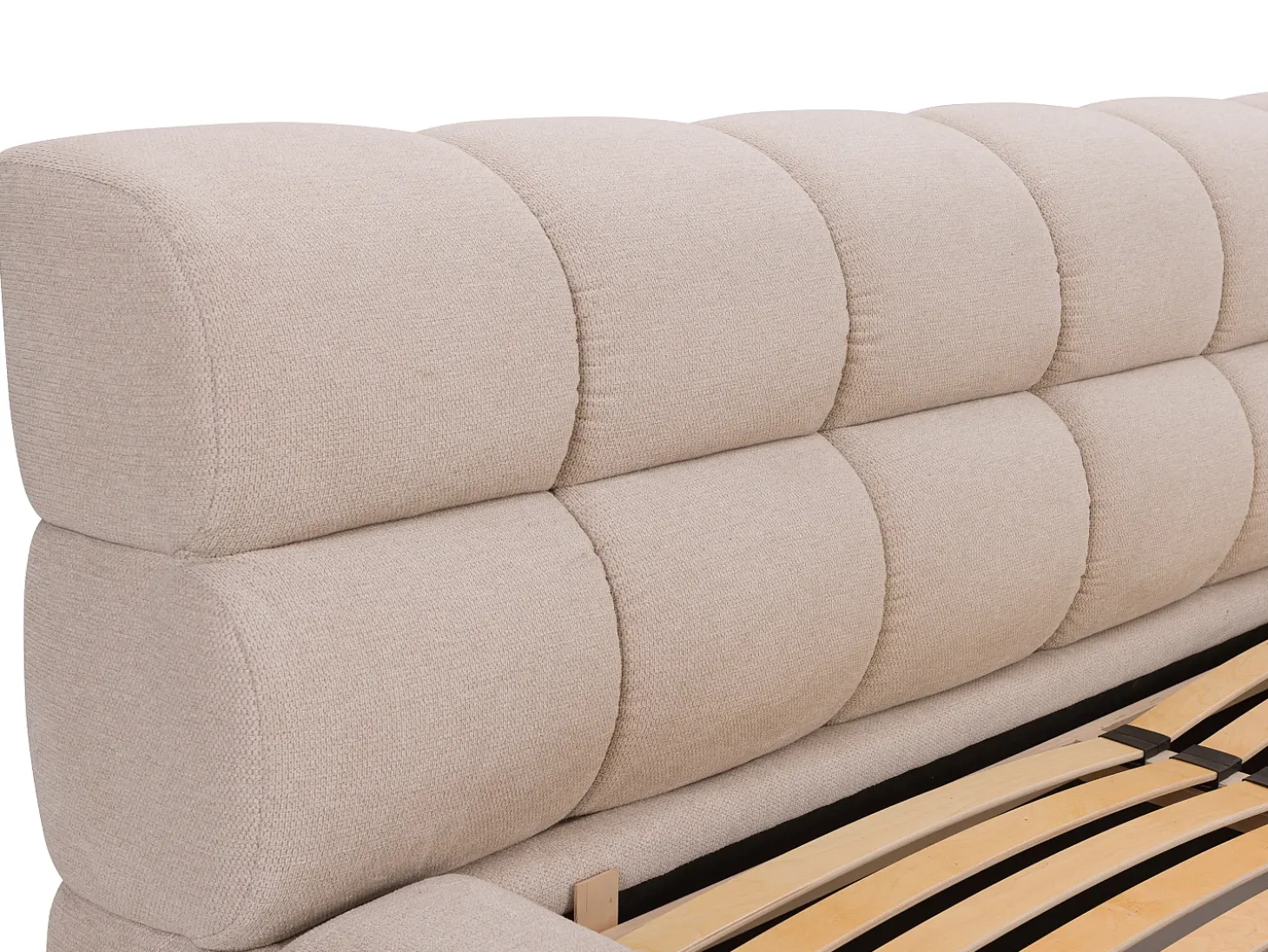 Cama com espaço de arrumação 160x200 cm tecido cor bege - FORVIK II
