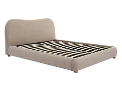 Cama com espaço de arrumação 140 x 190 cm em tecido cor taupe - VANARI
