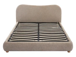 Cama com espaço de arrumação 140 x 190 cm em tecido cor taupe - VANARI