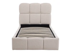 Cama com espaço de arrumação 90 x 190 cm em tecido texturizado cor bege - DILUDO