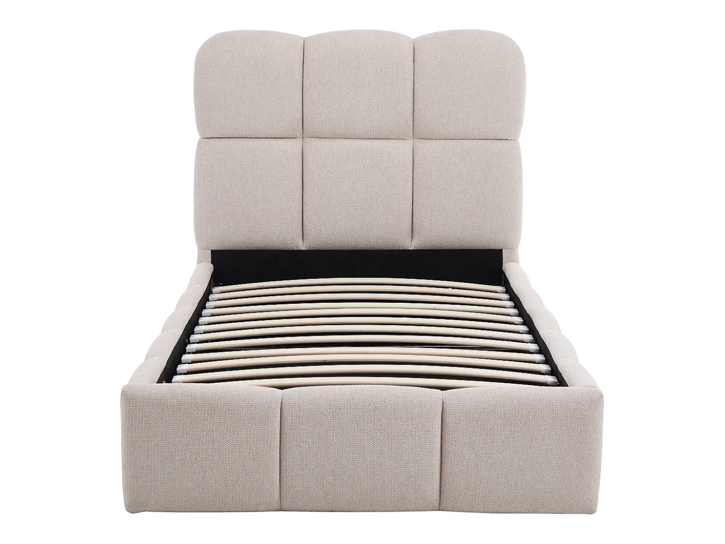 Cama com espaço de arrumação 90 x 190 cm em tecido texturizado cor bege - DILUDO