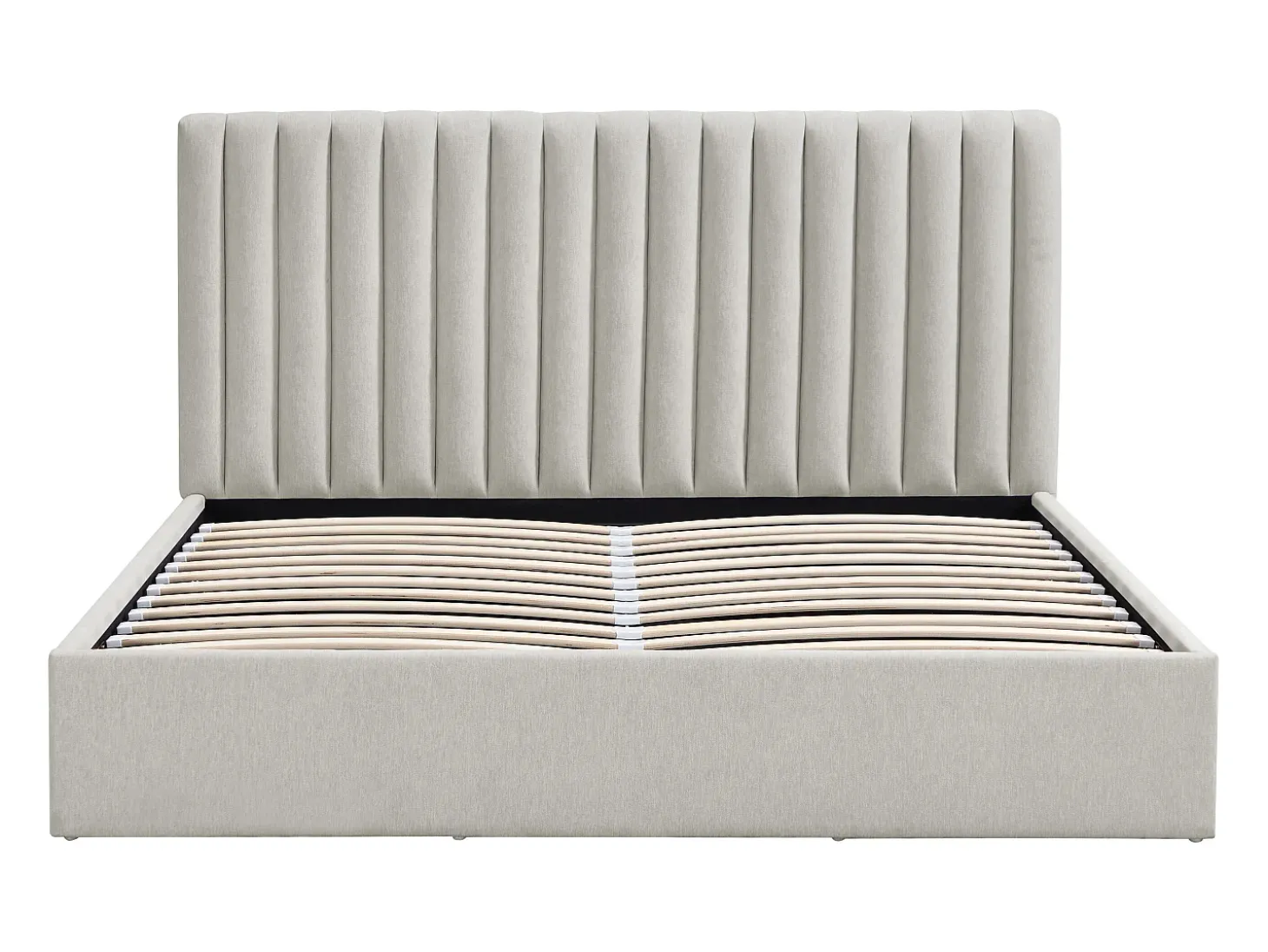 Cama com espaço de arrumação 140 x 190 cm em tecido cinzento claro - SARANELI