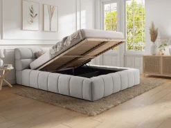 Cama com espaço de arrumação 160x200 cm tecido cinza-claro - FORVIK de Pascal Morabito