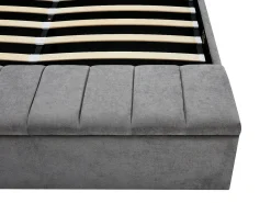 Cama com espaço de arrumação 180x200 cm com banco em tecido cinza + colchão - DOUINO