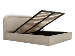 Cama com espaço de arrumação 180x200 cm tecido matizado bege + colchão - FIREZA
