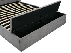 Cama com espaço de arrumação 180x200 cm com banco em tecido cinza - DOUINO
