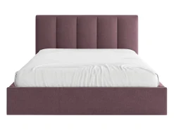 Cama com espaço de arrumação queen size 160 x 200 cm cabeceira de costuras verticais tecido bordeaux - KILACLO