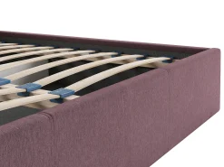 Cama com espaço de arrumação queen size 160 x 200 cm cabeceira de costuras verticais tecido bordeaux - KILACLO