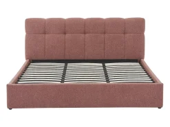 Cama com espaço de arrumação king size 180 x 200 cm em tecido bouclé terracota - MAZIRI