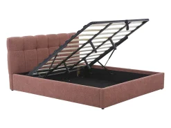 Cama com espaço de arrumação king size 180 x 200 cm em tecido bouclé terracota - MAZIRI