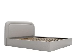 Cama com espaço de arrumação 140x190 cm tecido matizado cinza-claro + colchão - FIREZA