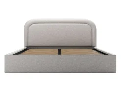 Cama com espaço de arrumação 140x190 cm tecido matizado cinza-claro + colchão - FIREZA