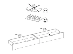 Cama com espaços de arrumação 160 x 200 cm com LEDs cor natural e preto - VELONA