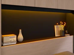 Cama com espaços de arrumação 160 x 200 cm com LEDs cor natural e preto - VELONA