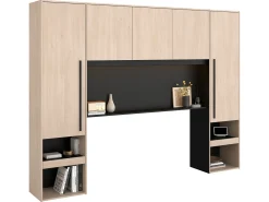 Cama com espaços de arrumação 160 x 200 cm com LEDs cor natural e preto - VELONA