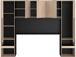 Cama com espaços de arrumação 160 x 200 cm com LEDs cor natural e preto - VELONA