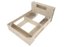 Cama com espaços de arrumação 160 x 200 cm cor natural + sommier - LEANDRE