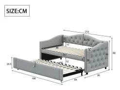 Cama com gavetas em linho 90x200cm e 90x190cm - com porta USB e base de ripas - Cinza