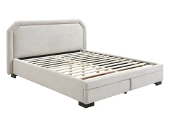 Cama com gavetas queen size 160 x 200 cm em tecido de cor bege - INASTO