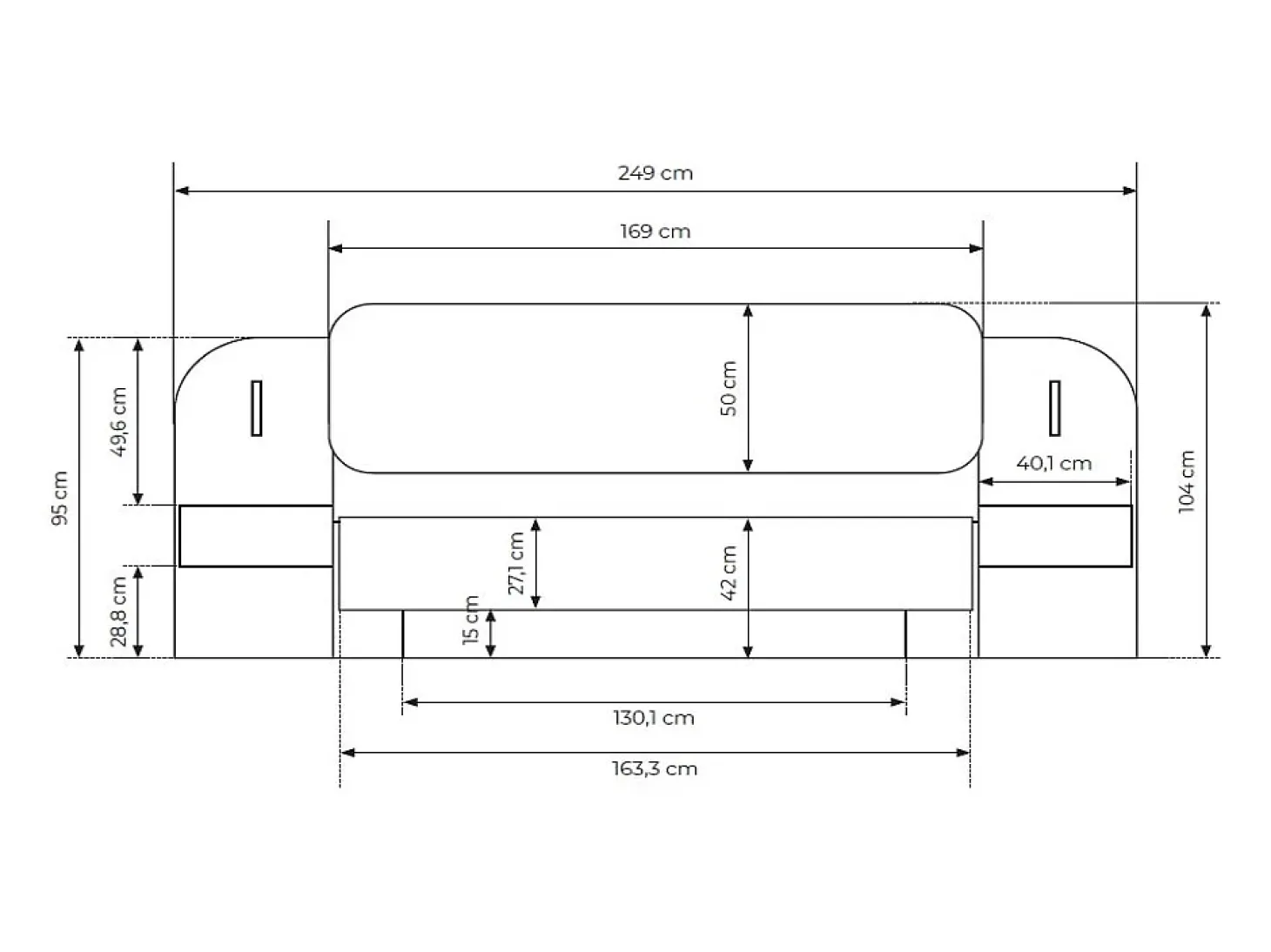 Cama com mesas de cabeceira 160 x 200 cm com leds bege e natural + estrado - LYORIMA