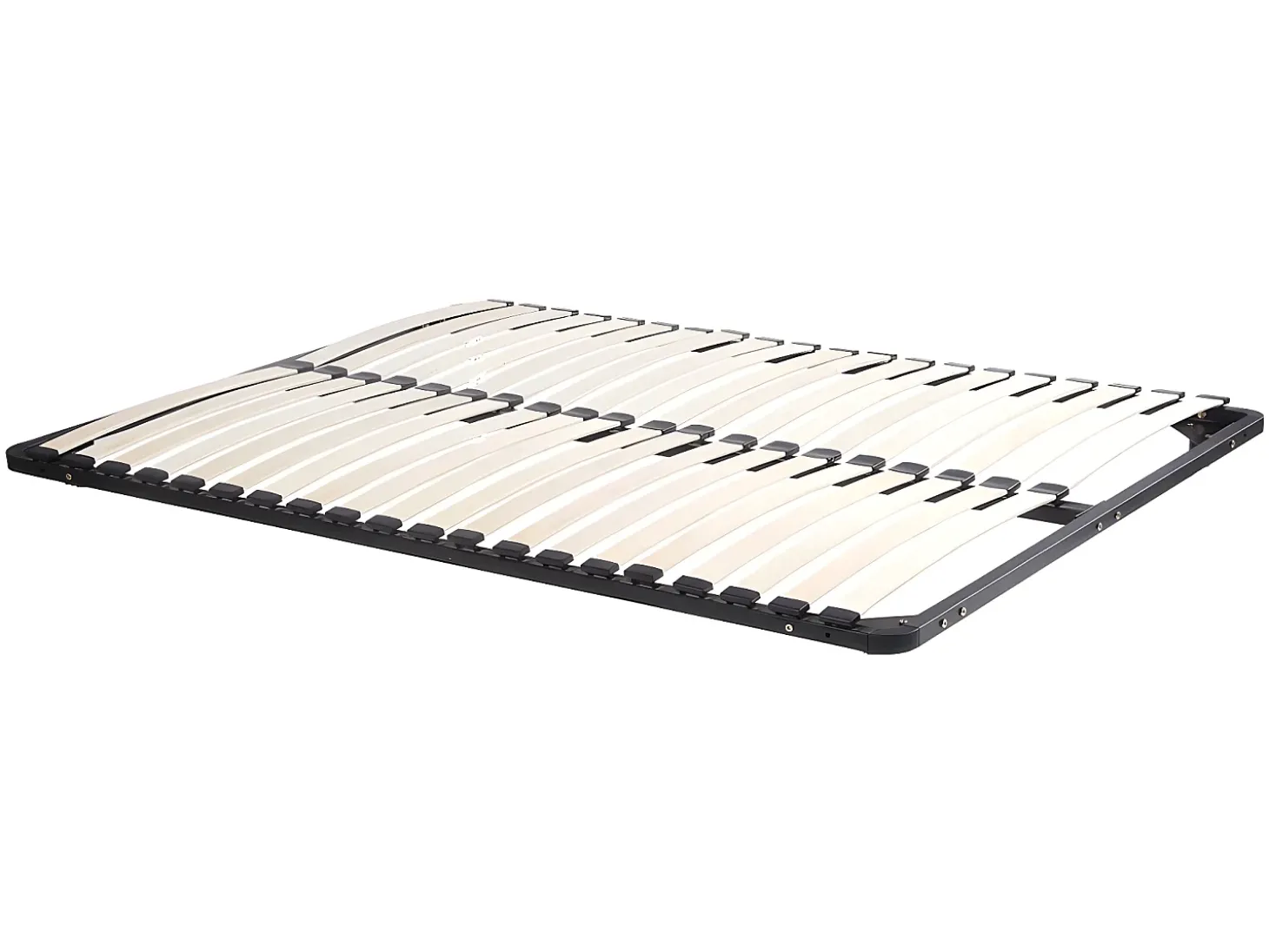 Cama com mesas de cabeceira 2 gavetas 160x200cm LEDs natural antracite + estrado de ripas FRANCOLI