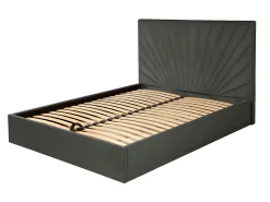 Cama com sommier espaço de arrumação 140 x 190 cm veludo antracite + colchão - RILIODA