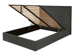 Cama com sommier espaço de arrumação 140 x 190 cm veludo antracite + colchão - RILIODA