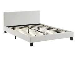 Cama CORNELIUS - 140x190 cm - Pele sintética branco