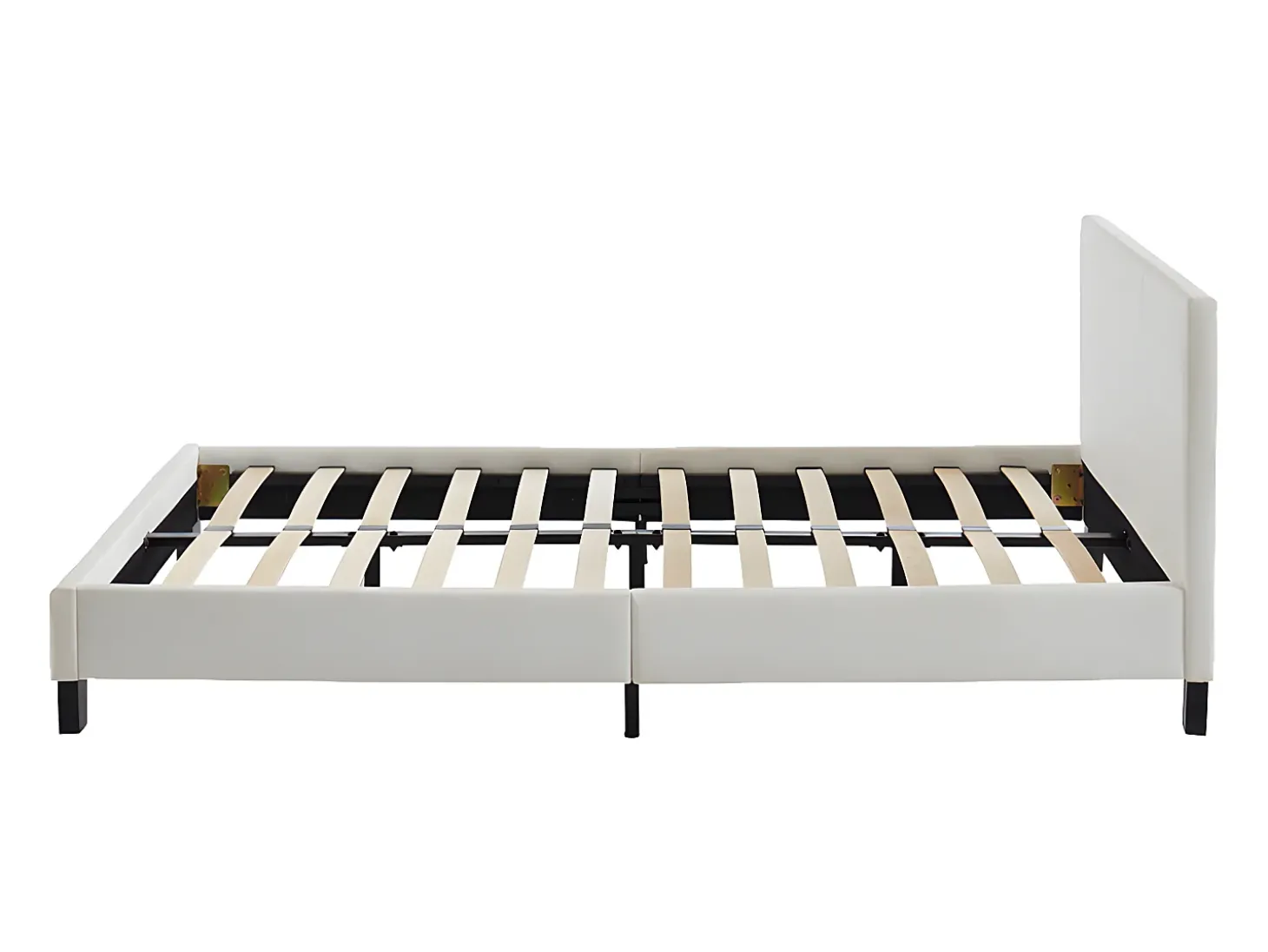 Cama CORNELIUS - 140x190 cm - Pele sintética branco