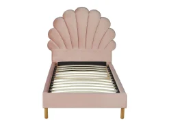 Cama criança 90x190 cabeceira em concha veludo rosa + Colchão - MOANA