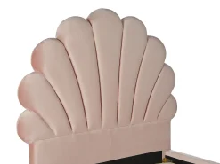 Cama criança 90x190 cabeceira em concha veludo rosa + Colchão - MOANA