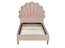 Cama criança 90x190 cabeceira em concha veludo rosa MOANA