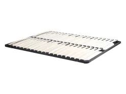 Cama de 120 x 190 cm com arrumação em natural e branco + estrado de ripas + colchão - VARDIEL