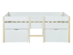Cama de altura média 2 gavetas 90 x 190 cm branco e cor carvalho SISSY