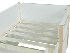 Cama de altura média 2 gavetas 90 x 190 cm branco e cor carvalho SISSY