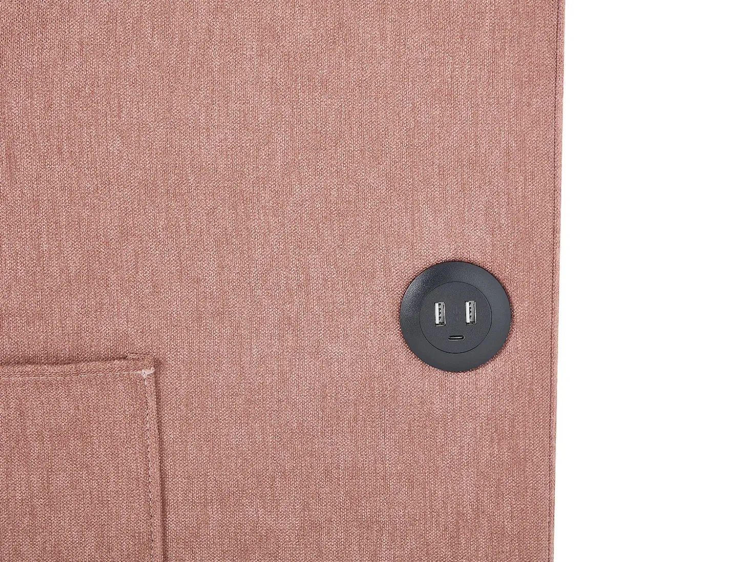 Cama de apoio 2 x 80 x 200 cm com arrumação e porta USB em tecido rosa - ORAVAYA