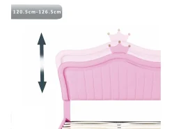 Cama de arrumação em pele sintética 140x200 cm - com LED e base de ripas - Rosa