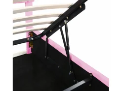 Cama de arrumação em pele sintética 140x200 cm - com LED e base de ripas - Rosa
