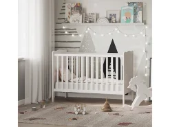Cama de bebé branco 124x65x87 tobi