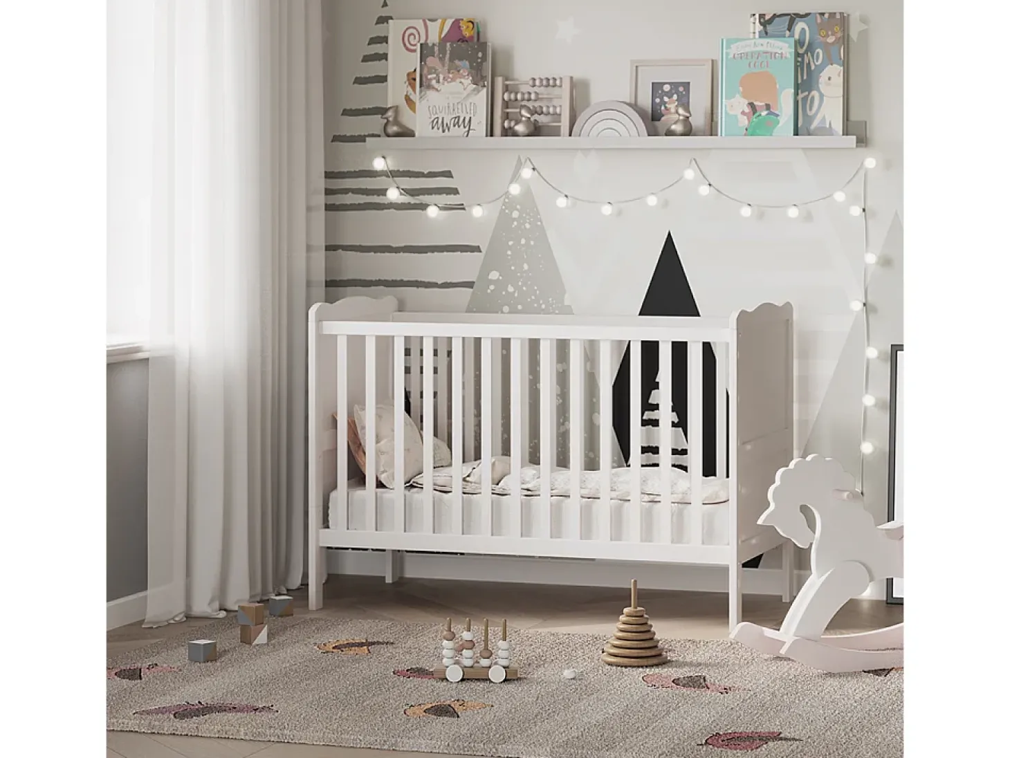 Cama de bebé branco 124x65x87 tobi