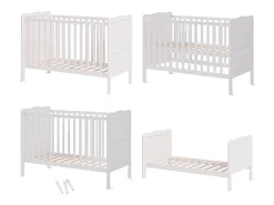 Cama de bebé branco 124x65x87 tobi