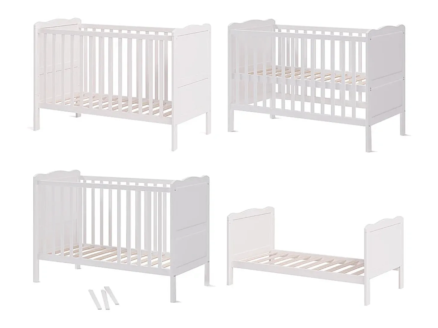 Cama de bebé branco 124x65x87 tobi